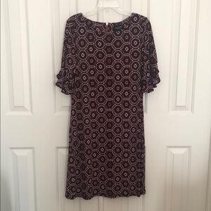Perceptions Burgundy Dress with Flutter Sleeves